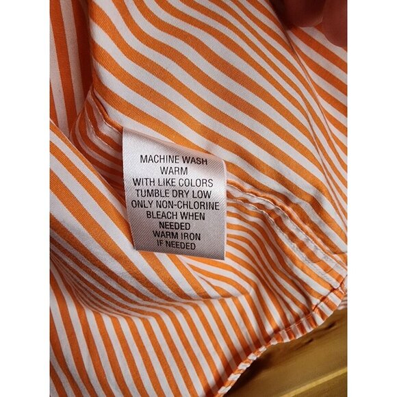 Roundtree & Yorke Shirt Mens 3XL Orange Striped Long Sleeve Button Front Cotton - Picture 4 of 16